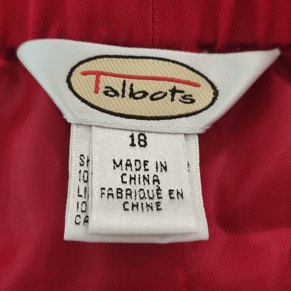 Vintage Talbots Red 100% Silk Trouser Pants Size 18 (7242) - Picture 3 of 6